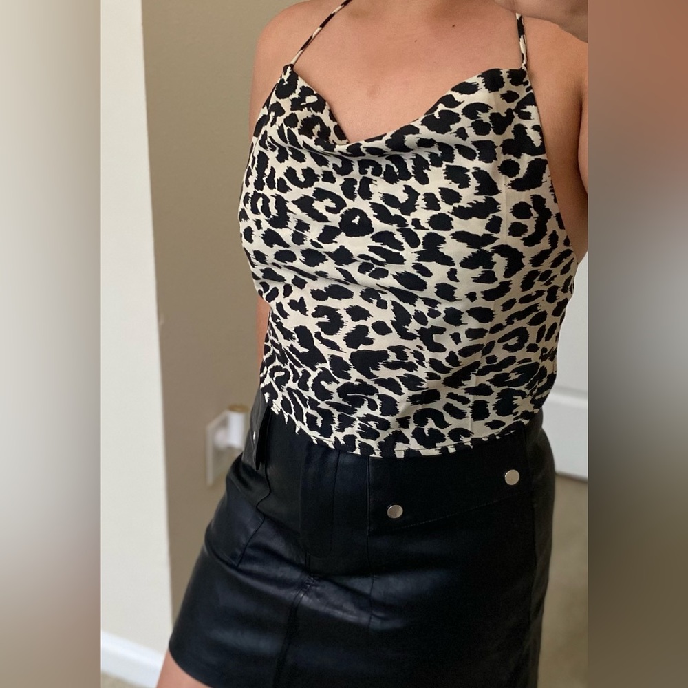 Animal print tie back top